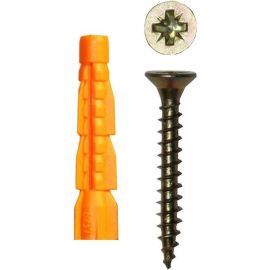 Саморез ШУж Tech-Krep 4,0х70 потайная головка + универсальный дюбель 6х52 14 шт - пакет 112940 