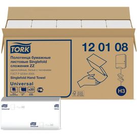 Бумажное полотенце TORK 250 штук Universal натуральные белые 23х23 ZZ 120108 124556 