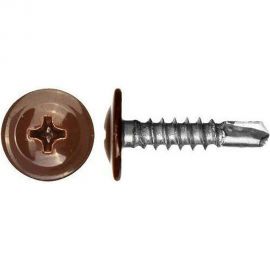 Саморезы с пресс-шайбой Госкреп сверло, 4.2х16 мм, коричневые, RAL8017, 35 шт. 1-0017440 