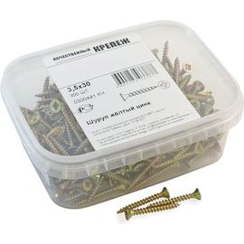 Шуруп Качественный КРЕПЕЖ желтый цинк 3,5x30, 300 шт. 0300441 КЧ 