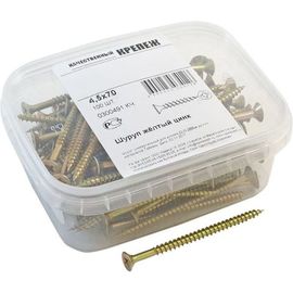 Шуруп Качественный КРЕПЕЖ желтый цинк 4,5x70, 100 шт. 0300491 КЧ 