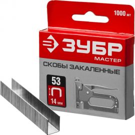 Скобы закаленные тип 53 МАСТЕР (1000 шт; 14 мм) ЗУБР 31625-14 