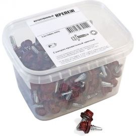 Кровельный саморез Качественный КРЕПЕЖ красное вино RAL 3005, 5.5х19 мм, 60 шт 0200135 КЧ 