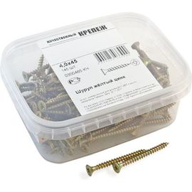 Шуруп Качественный КРЕПЕЖ желтый цинк 4,0x45, 145 шт. 0300465 КЧ 