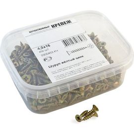 Шуруп Качественный КРЕПЕЖ желтый цинк 4,0x16, 450 шт. 0300453 КЧ 