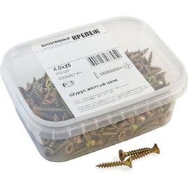 Шуруп Качественный КРЕПЕЖ желтый цинк 4.0x25, 270 шт. 0300457 КЧ 