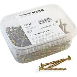 Шуруп Качественный КРЕПЕЖ желтый цинк 4.5x45, 100 шт. 0300485 КЧ 