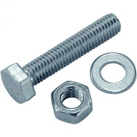 Болт Tech-Krep DIN933 с шестигранной головкой, оцинкованный М12х100 + гайка + шайба 2 шт - пакет 136928 
