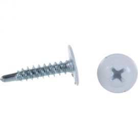 Саморезы с пресс-шайбой Госкреп со сверлом 4,2х19мм белые RAL9003 30 шт., подвес 1-0017470 