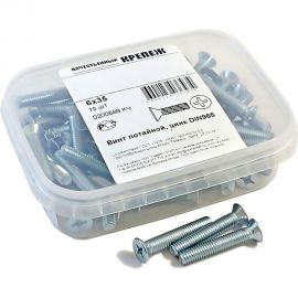 Винт Качественный КРЕПЕЖ потай с метр. резьбой, DIN 965, 6x35, 70 шт 0200889 КЧ 