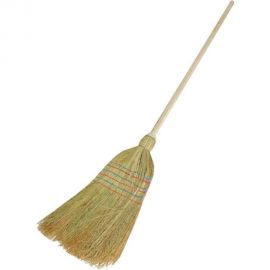 Натуральный веник-метла ЛЮБАША сорго, 5-ти прошивной, деревянный черенок 605368 