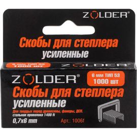 Запасные усиленные скобы ZOLDER 6 мм тип 53, 1000 шт. 1006F 