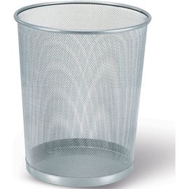 Металлическая корзина для бумаг BRAUBERG Germanium большая, 20 литров, серебристая 231957 