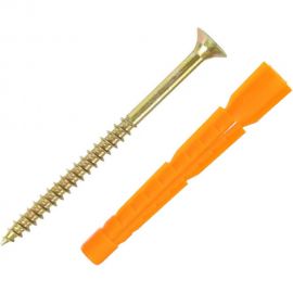 Набор для крепления ВИРТУОЗ дюбель 10х61 U, шуруп 6х80 потайная головка, желтый цинк, 16 шт. 94049 