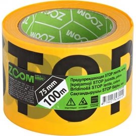 Предупреждающая STOP лента ZOOM 75 мм x 100 м, желтая 02-5-5-001 