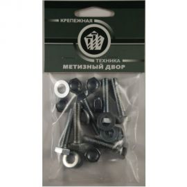 Пакет болт с гайкой и шайбой Метизный двор цинк м8х25мм 7 шт. 4607173901750 