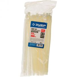 Нейлоновый хомут Зубр МАСТЕР многоразовый, 7,5 мм x 300 мм, 100 шт 309240-75-300 