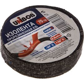 Прорезиненная изолента UNIBOB х/б, 70 г, черная 47411 
