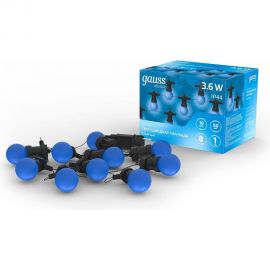 Светодиодная гирлянда Gauss Белт Лайт, серия Holiday, 10 ламп, 7.7 м, IP44, синий, 1/6 HL063 