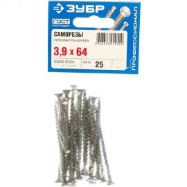 Фосфатированные саморезы с крупной резьбой по дереву Зубр PH2, 3,9 x 64 мм, 25 шт 300036-39-064 