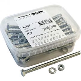 Болт с ш/г полная резьба DIN 933 Качественный КРЕПЕЖ набор 6х100 25 шт 0301029 КЧ 