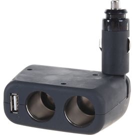 Разветвитель прикуривателя на 3 гнезда +USB АВТОСТОП BLACK 12-24V AB-54409 