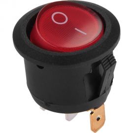 Клавишный круглый выключатель duwi MICRO красный с подсветкой 3 контакта, 250В, 3А, ВКЛ-ВЫКЛ тип 26849 9 