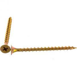 Саморезы с потайной головкой и крупным шагом Профикреп жёлтый цинк пакет, 3,5х55 10 шт 111988 