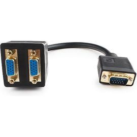 Разветвитель Cablexpert, VGA, HD15M/2x15F, 1 компьютер - 2 монитора, CC-VGAX2-20CM 