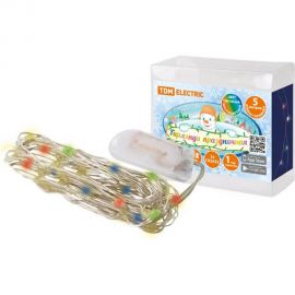 Светодиодная гирлянда TDM Роса 50, 50LED, 5м, многоцветная, 2хCR2032 SQ0361-0060 