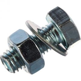 Болт Tech-Krep DIN933 с шестигранной головкой, оцинкованный М8х20 + гайка + шайба 4 шт - пакет 130185 