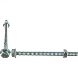 Болт Tech-Krep DIN933 с шестигранной головкой, оцинкованный М8х100 + гайка + шайба 2 шт - пакет 112725 