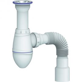 Сифон для умывальника 1.1/2"х40, литой нержавеющий выпуск, винт 80мм, с универсальной гибкой трубой, 40х40/50 Unicorn Юникорн A120 ИС.110312 