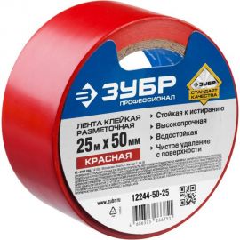 Разметочная клейкая лента ЗУБР Профессионал, цвет красный, 50мм х 25м 12244-50-25 