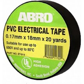 Термостойкая изолента ABRO черная 80С 18,2 м ET-914-BLK-RW 