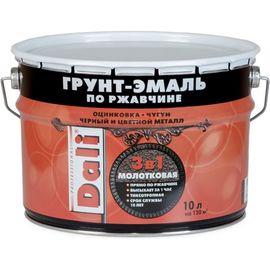 Молотковая грунт-эмаль по ржавчине 3 в 1 DALI Серая 10 л 1 43792 