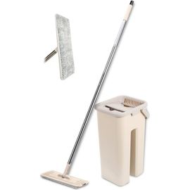 Система KRAFT для уборки Flat Mop швабра, ведро с отжимом, 2 насадки KT 835800 