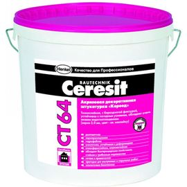 Штукатурка акриловая декоративная "Короед" CT 64 (2.0 мм; база; 25 кг) 1/24 CERESIT 22620 