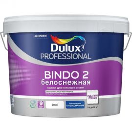 Краска для потолка DULUX BINDO 2 INNETAK, высокоукрывистая, белоснежная, матовая 9л 5302494 
