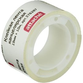Канцелярская клейкая лента Attache 19 мм х 10 м, пластиковая втулка 376287 