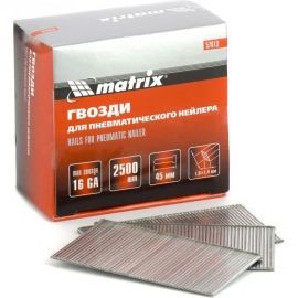 Гвозди для пневматического нейлера (16GA, сечение 1,6х1,4, длина 45 мм, 2500 шт.) MATRIX 57613 