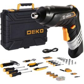 Аккумуляторная отвертка DEKO DKS4FU-Li в кейсе, набор инструментов 112 предметов 063-4153 