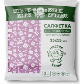 Целлюлозная салфетка Мистер Бульк универсальная, 3 шт., 15х15 см СХ 006 