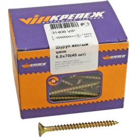 Шуруп VIPкрепеж жёлтый цинк 6,0 х 70 43 шт 31408 VIPL 