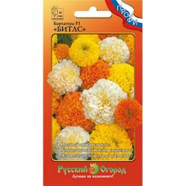Семена РУССКИЙ ОГОРОД Цветы Бархатцы Битлс F1, смесь 12 шт. 782148 