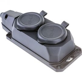 Колодка AY-KA 2 гнезда, с заземлением, c крышкой каучуковая 5520000 