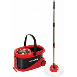 Набор для уборки ЛАЙМА ведро 19 л/9 л с отжимом на колесах, швабра с круглой насадкой 2 шт кольцо 606303 
