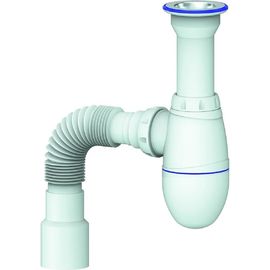 Сифон для кухни 1.1/2"х40 литой нержавеющий выпуск, с универсальной гибкой трубой, 40х40/50 Unicorn Юникорн B120 ИС.110313 