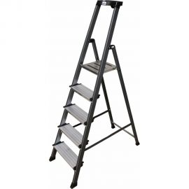 Стремянка, анодированные боковины Krause MONTO SECURO, 5 ступеней 126436 