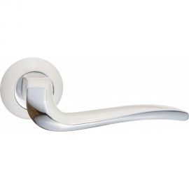 Дверная ручка RENZ Моретти матовый супер белый/хром блестящий, 2 шт. INDH 424-08 MSW/CP 